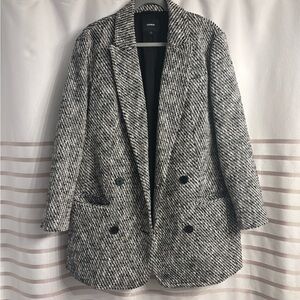 NWOT Express Black and White Tweed Peacoat